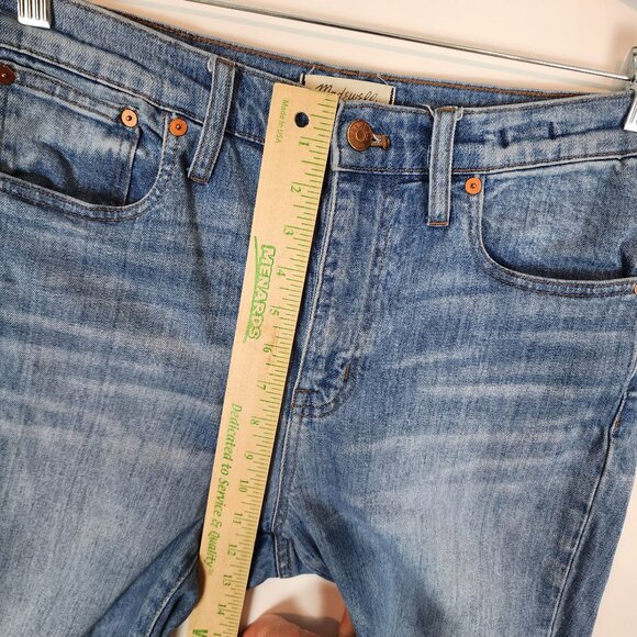 Madewell The High Rise Slim Crop Boyjean Distressed Denim Raw Hem Jeans sz 28 - Picture 6 of 11
